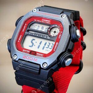 Casio Red Nylon World Time Multifunctional 200 Meters WR durable adventure